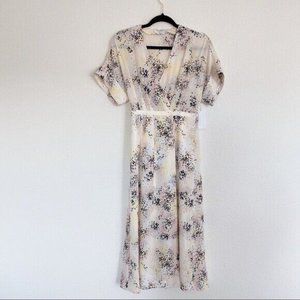 Equipment Floral Kimono Tavine Midi 100% silk dress